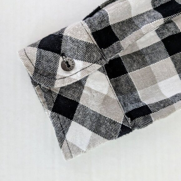 CURRENT/ELLIOTT Long Sleeve Button Down Shirt Top Size 2 Black Tan Plaid NWT - Picture 4 of 8